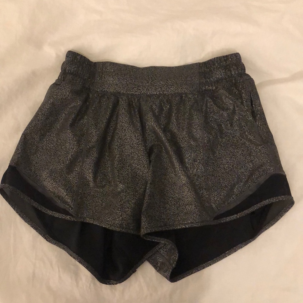 Lululemon Metallic Grey Hotty Hot Shorts